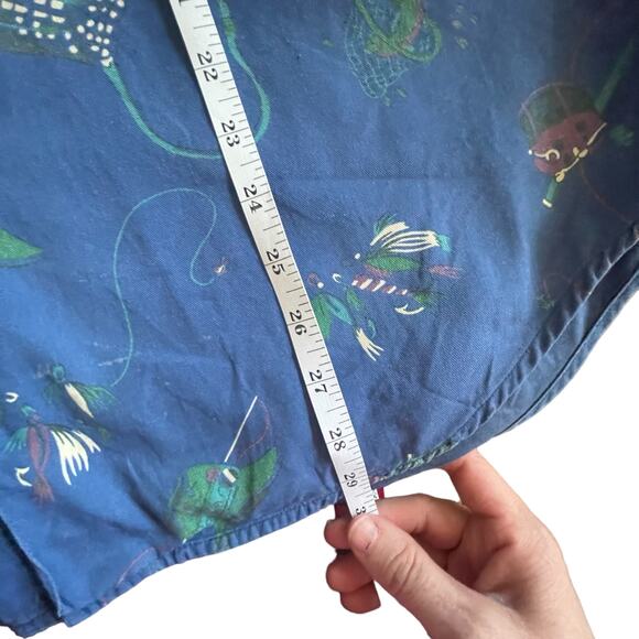 Vintage Gap Fishing Print Button Down Mens Shirt Size Large Rod Reel Tackle Lrg - Picture 6 of 14